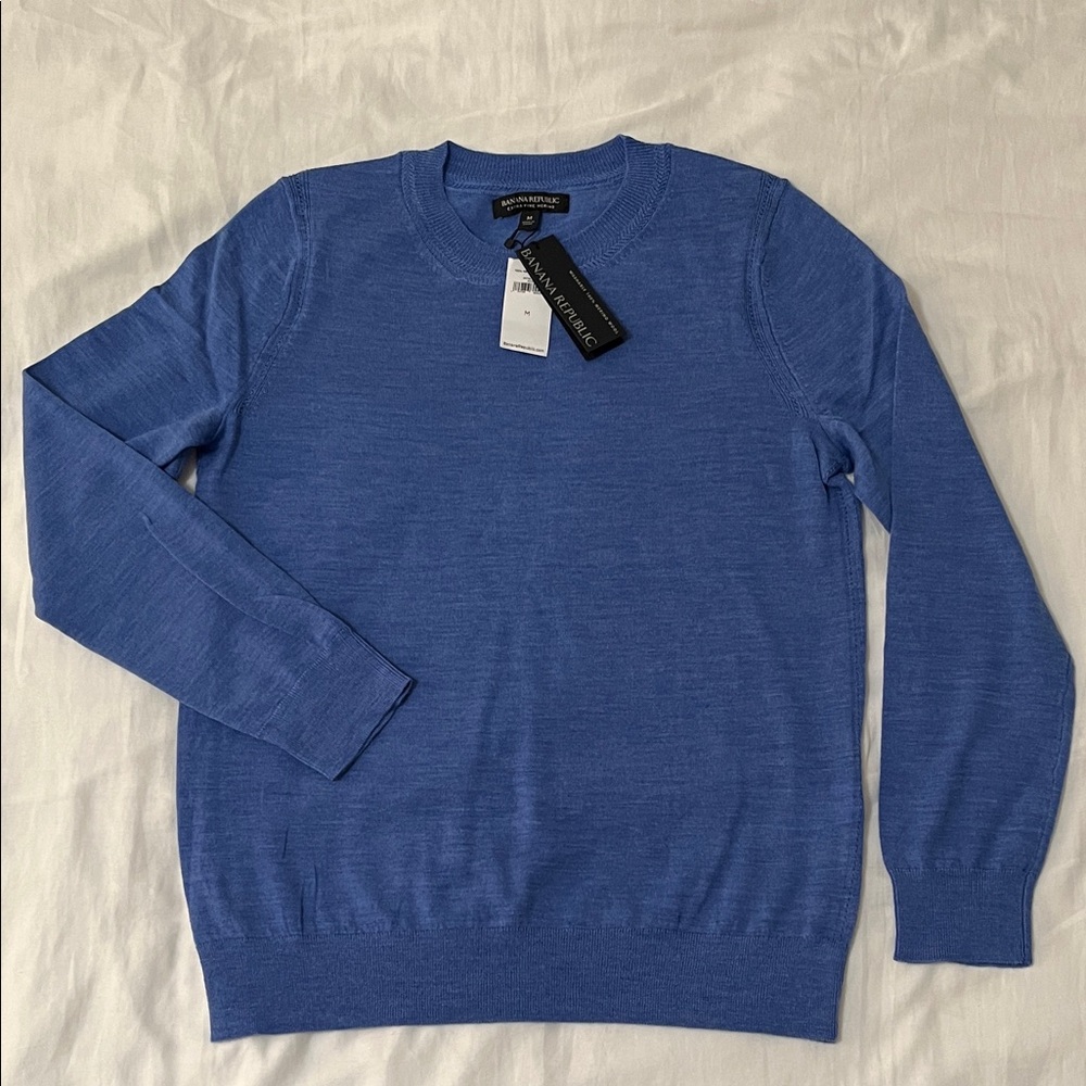 Banana Republic Merino Wool Blue Crewneck Sweater